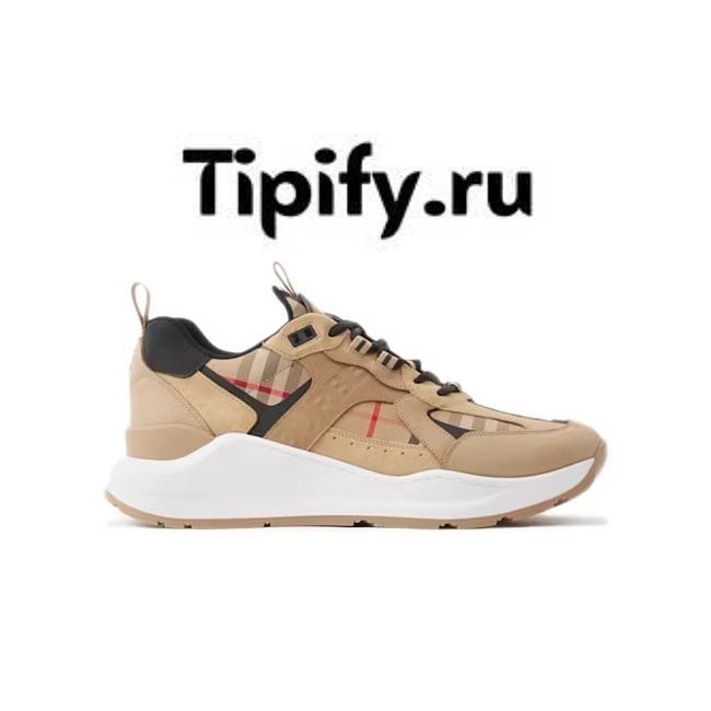 Burberry Check Leather and Suede Sneaker Archive Beige 80708511 - 1