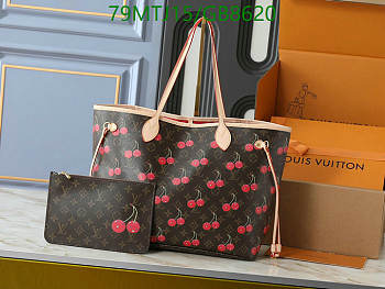 Louis Vuitton X Takashi Murakami Neverfull MM Cherry Brown Monogram Gold Hardware 31cm