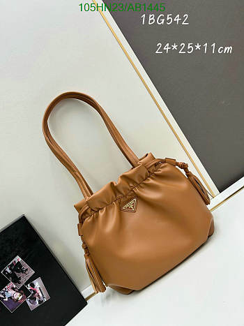 Prada Nappa Leather Shoulder Bag - Brown 24*25*11cm